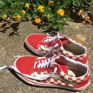 Vans red checkered shoes